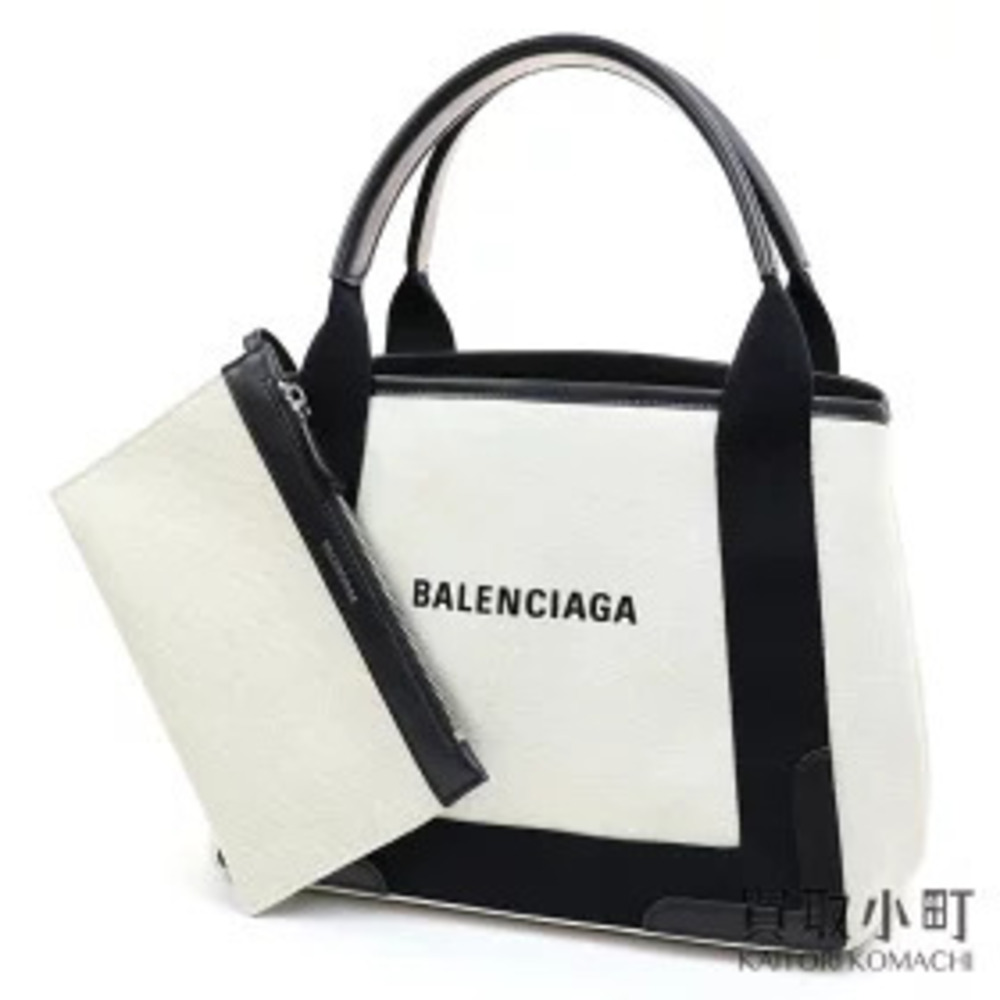 Balenciaga Navy Blue Cabas Tote Bag Canvas Noir Black U